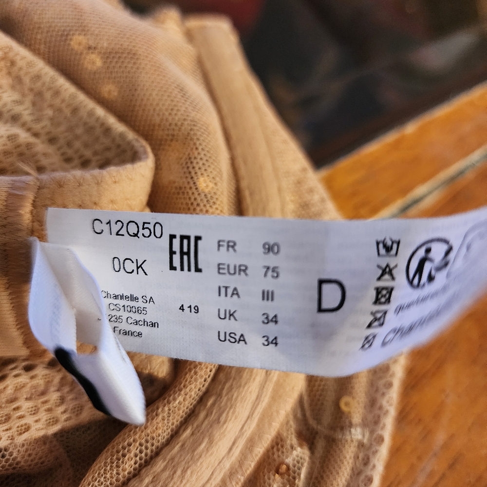 Size 34D - New CHANTELLE Fleurs Signature Demi Bra-Toffee Sequins - Picture 10 of 10